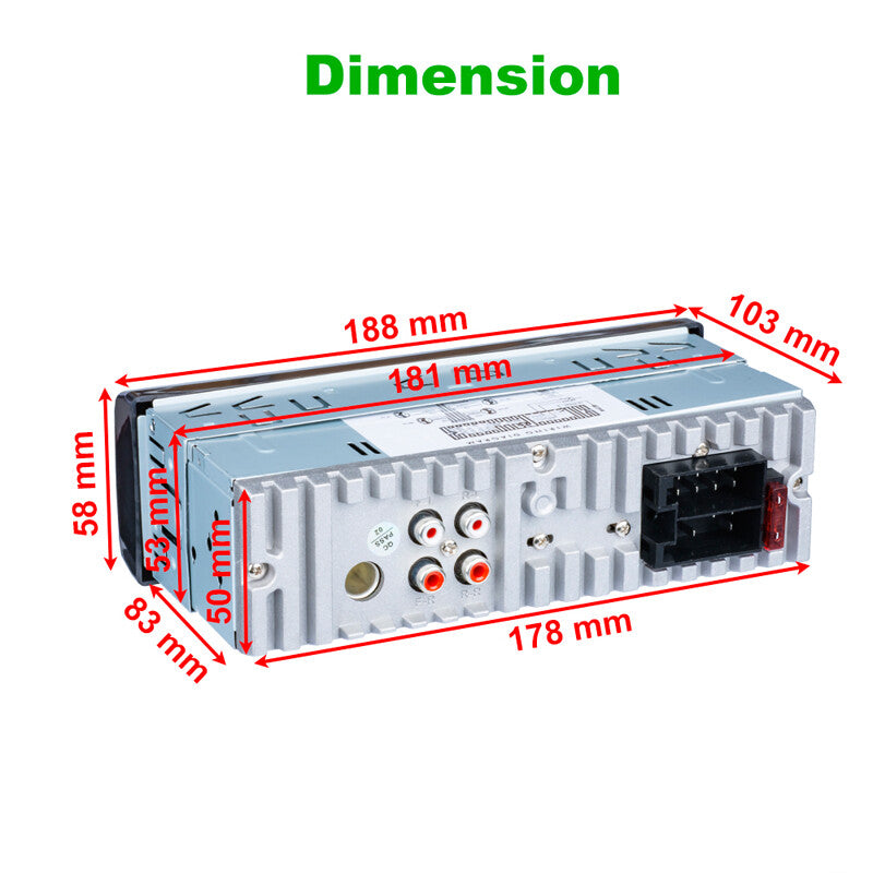 12V Universal Car 1DIN Bluetooth MP3 Player, TF Card AUX FM Radio Remote Control n