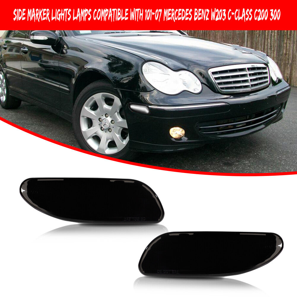 White LED front side marker lights for 01-07 for W203 C-Class C200 300- v