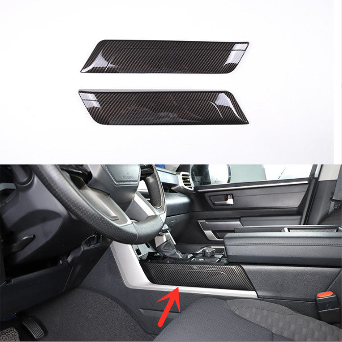 FOR Tundra 2022 2023 2P Carbon fiber look Side Central console cover trim v