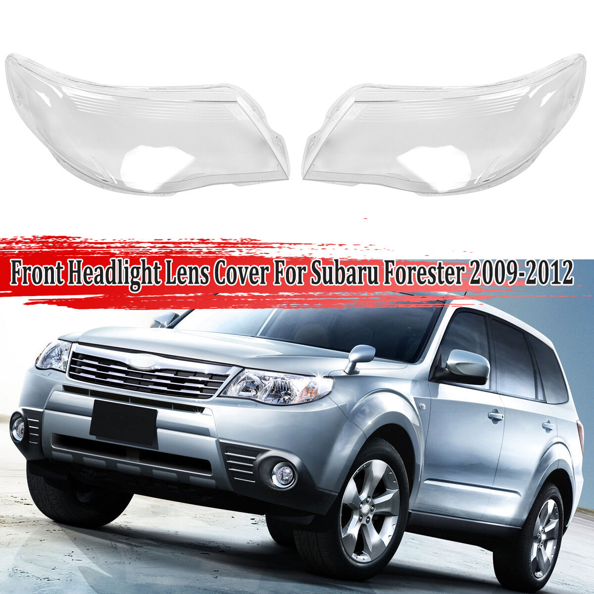 pair of headlight lens cover replacement parts for Subaru Forester 2009 2010 2011 2012