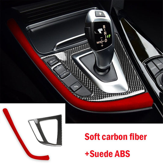 Gear Shift Panel Side Trim for BMW 3 4 Series F30 GT 2013-19 Carbon Fiber /Suede