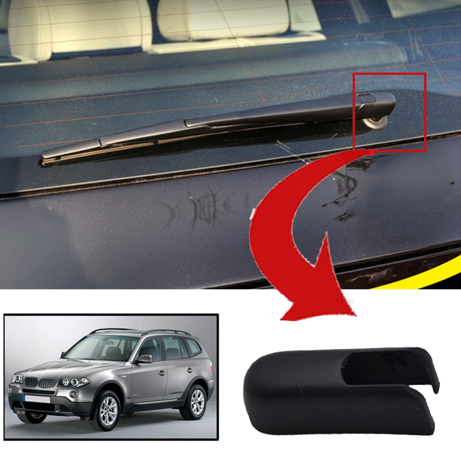 Rear Windshield Wiper Arm Cover Cap Washer Nut Fit for BMW X3 E83 2003-2010 Q