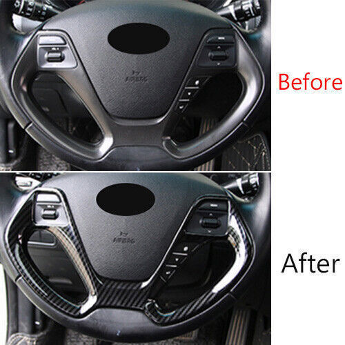 Steering Wheel Frame Panel Cover Trim 1X for Kia K3 2014-2018 Black Carbon Fiber
