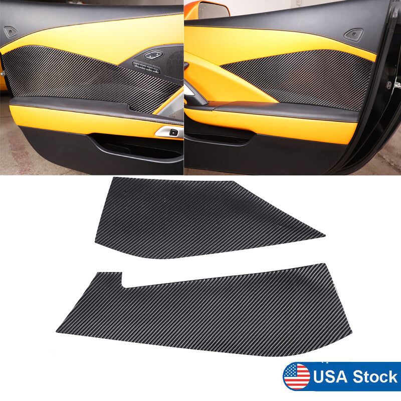 Carbon fiber interior door panel frame sticker decoration for Corvette C7 2014-2019 2 pieces