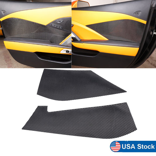Carbon fiber interior door panel frame sticker decoration for Corvette C7 2014-2019 2 pieces