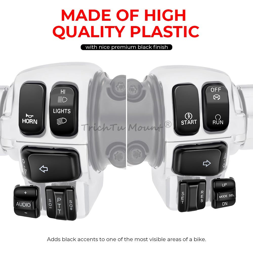 Black 10 PCS Radio Cruise Control Switch Cap Fit for Harley Davidson 1996-2013 Q