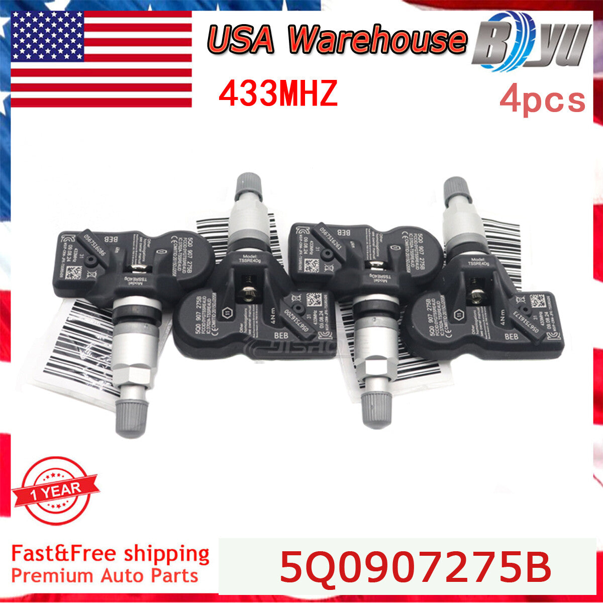 4X TPMS Tire Pressure Monitoring Sensor 5Q0907275B for PORSCHE for AUDI for McLaren for VW