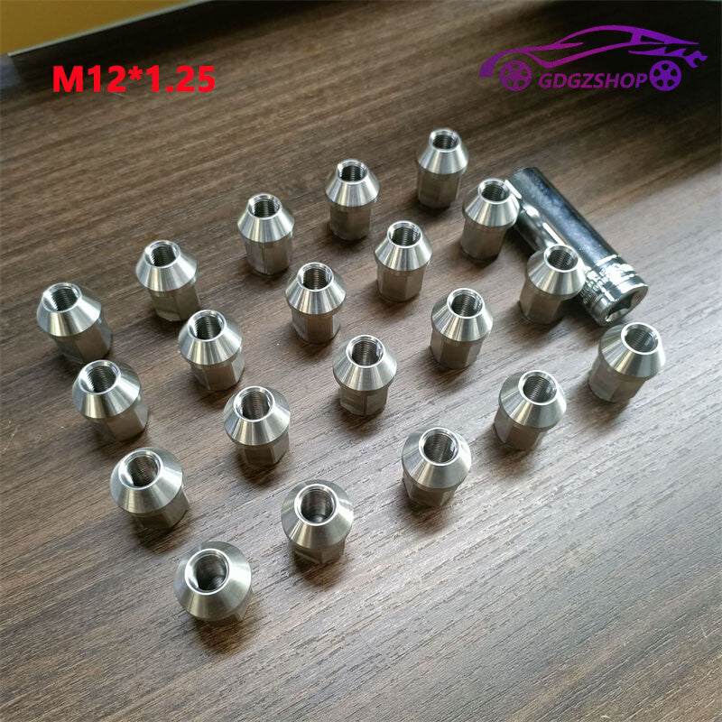 20pcs M12*1.25 Stainless Steel Wheel Nuts Lug Nuts Hex 19mm Length 35mm Q