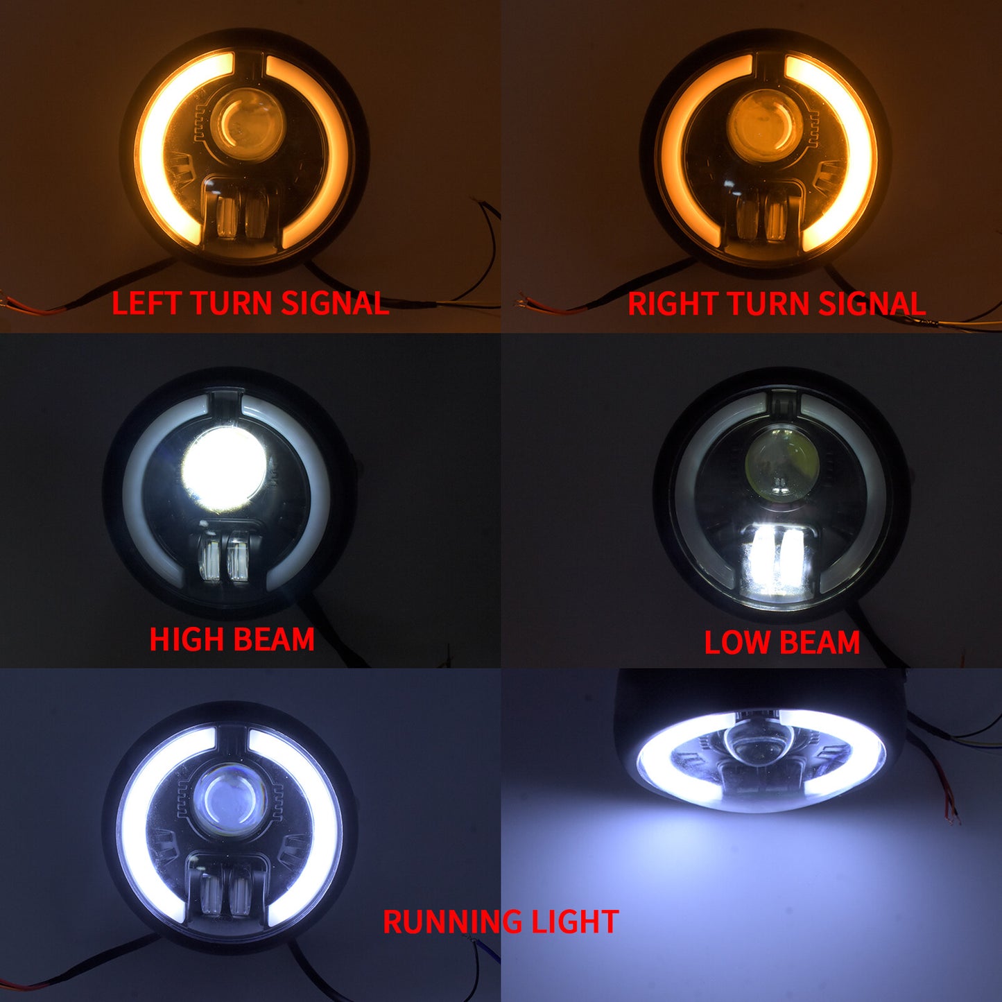 6.5'' Headlight Running Turn Signal Low High Beam Lamp Fit for Harley Sportster Q