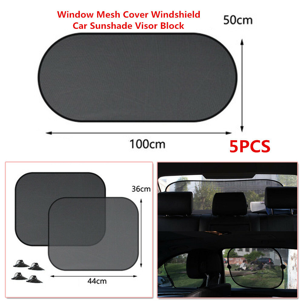 5-Piece Window Mesh Cover for Windshields and Rear Side Sun Visors - n