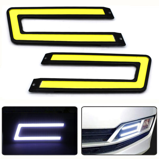 2x U-shaped universal automotive COB DRL LED daytime running lights and fog lights n