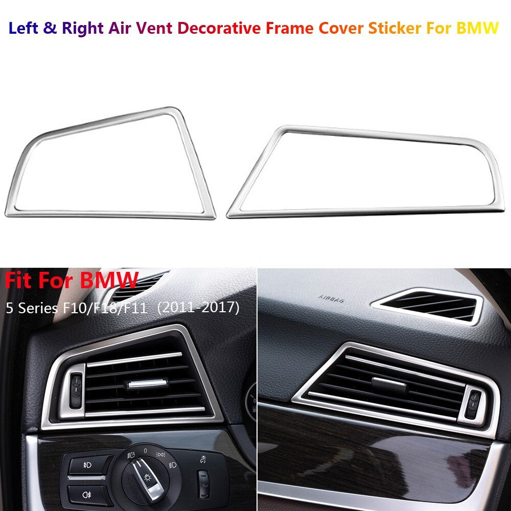 2x Stainless for BMW 5 Series F10 Car Center Side Air Vent Outlet AC Cover Trims