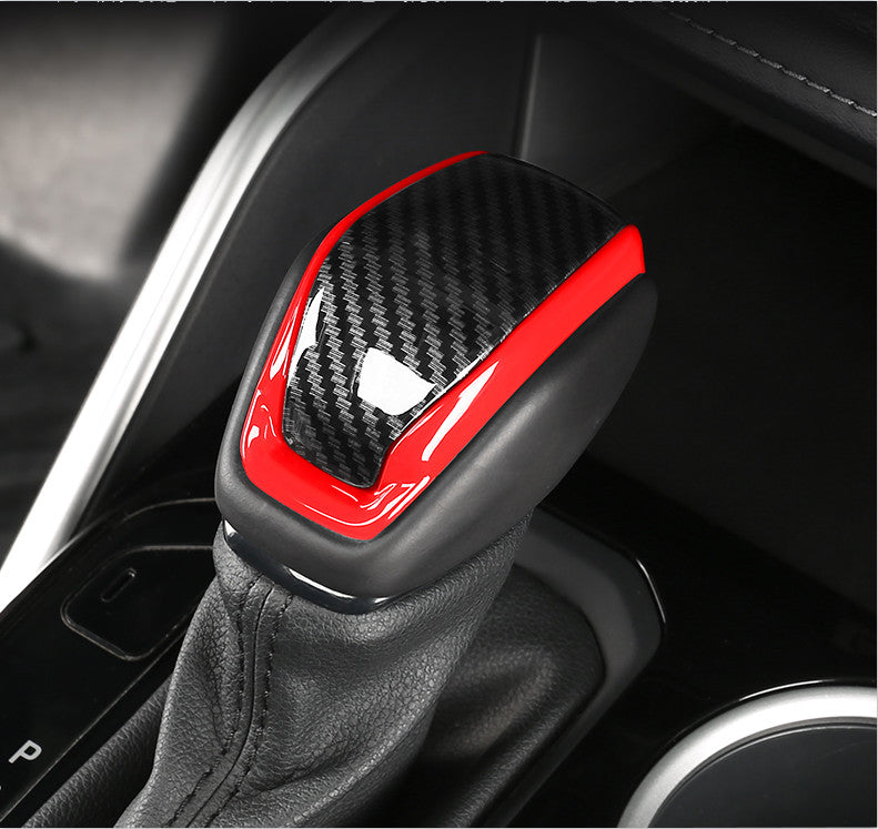 ABS Red&Carbon Fiber Gear Shift Knob Cover Trim Fit for RAV4 2019-2023 v