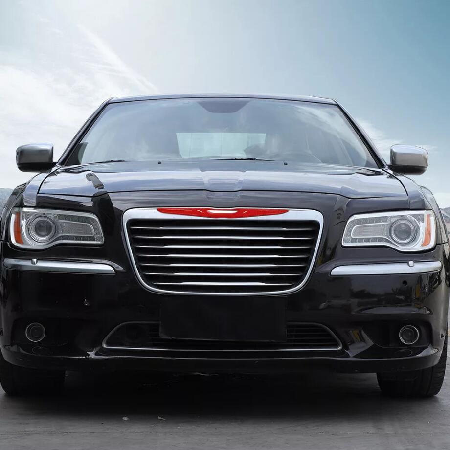 For 2015-2023 for Chrysler 300 ABS Red Front Center Grid Car Logo Cover Trim Strips v