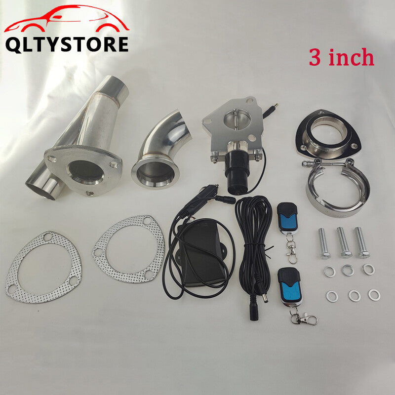 3-inch Electric Exhaust Control Electronic Shut-off Valve System Y-tube with Switch Remote Control Kit Q
