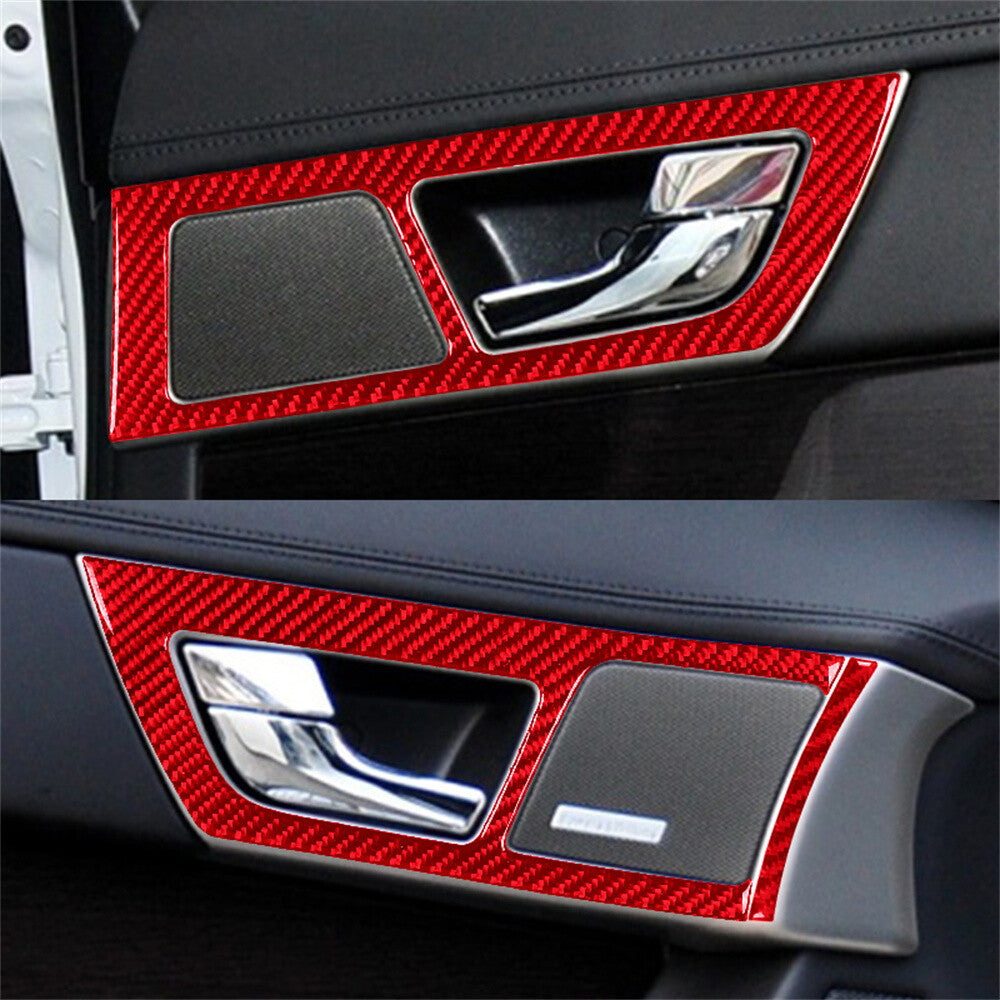 6¡ÁRed Carbon Fiber Interior Door Handle Panel Decor Trim for Jaguar XF 2009-2011