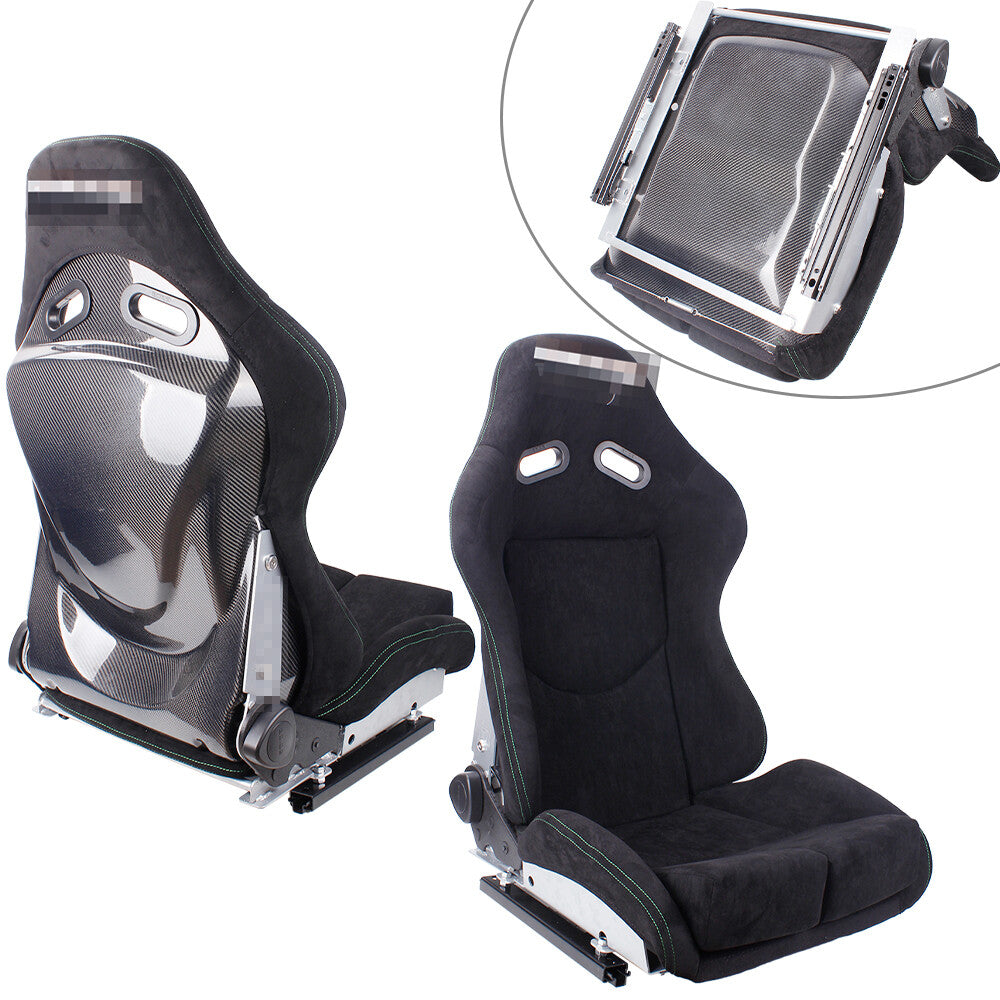 Pair Universal Adjustable Backrest Racing for Seat  Real Carbon Fiber Shell Q