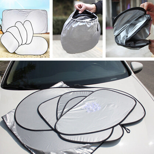 6-piece car window sunshade, foldable windshield protector, reflective material n