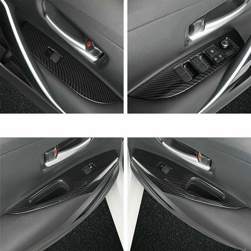 For C-HR 2016-2021 Carbon Fiber New Front Bumper Foglight Lamp Cover Trim v