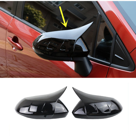 2P Gloss Black Ox Horn Side Rearview Mirror Cover Trim for Toyota for Corolla 19-23