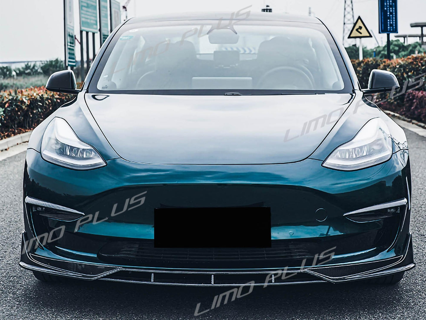 4Pcs Front Bumper Body Kit Lip For 2017-2023 for Model 3 Carbon Style splitter v