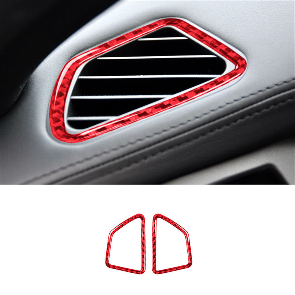 Red carbon fiber defogger ventilation frame trim for BMW X5 E70 X6 E71 08-13