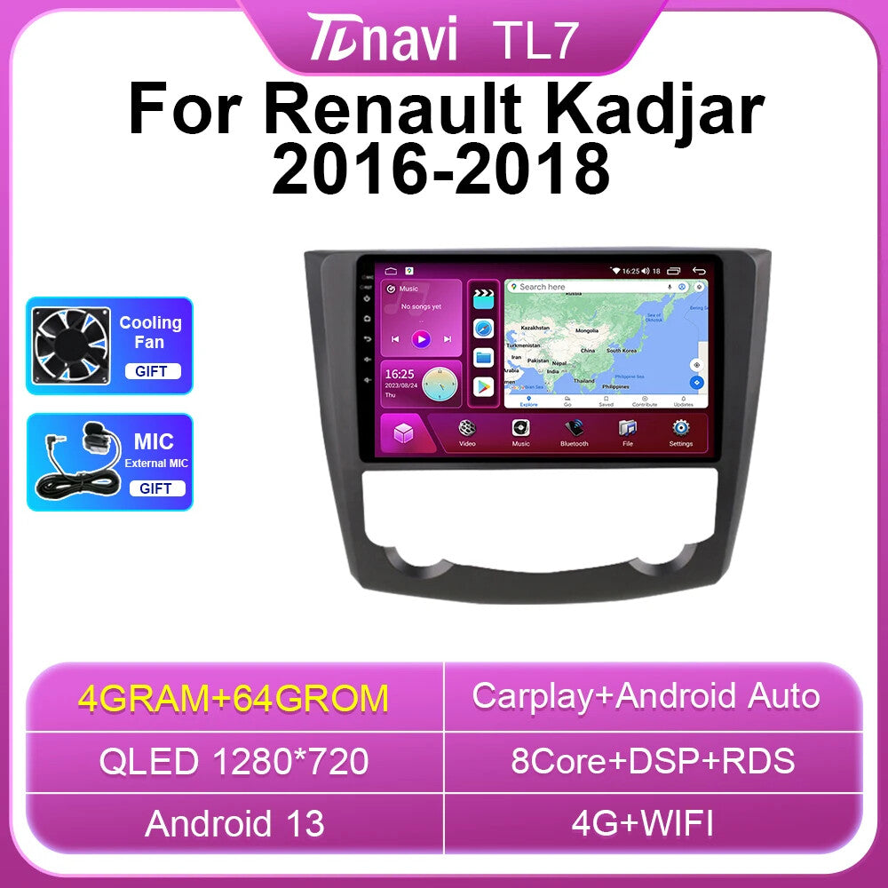 for Renault Kadjar 2016-2018 Stereo Android Car Radio CarPlay Screen GPS Player
