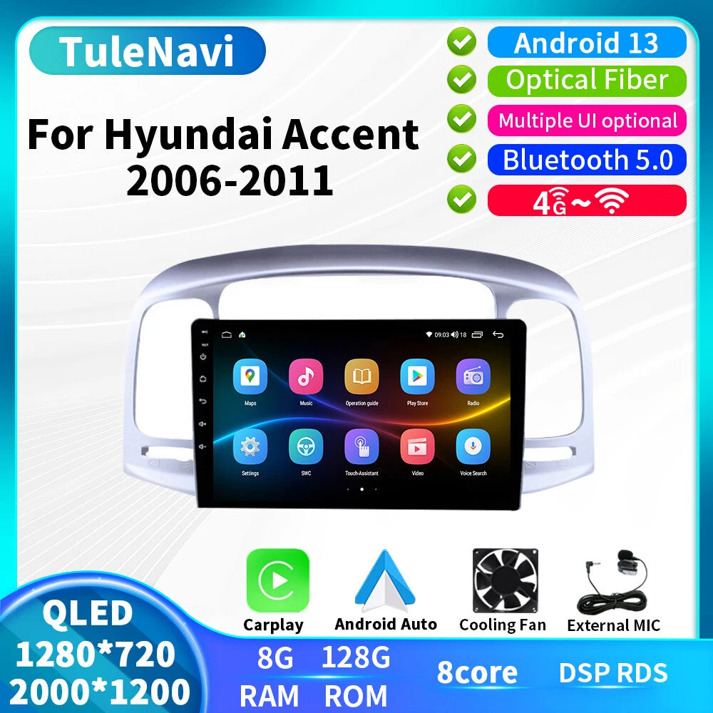 for Hyundai Accent 2006-2011 Android Auto Car Radio GPS Multimedia Stereo Player