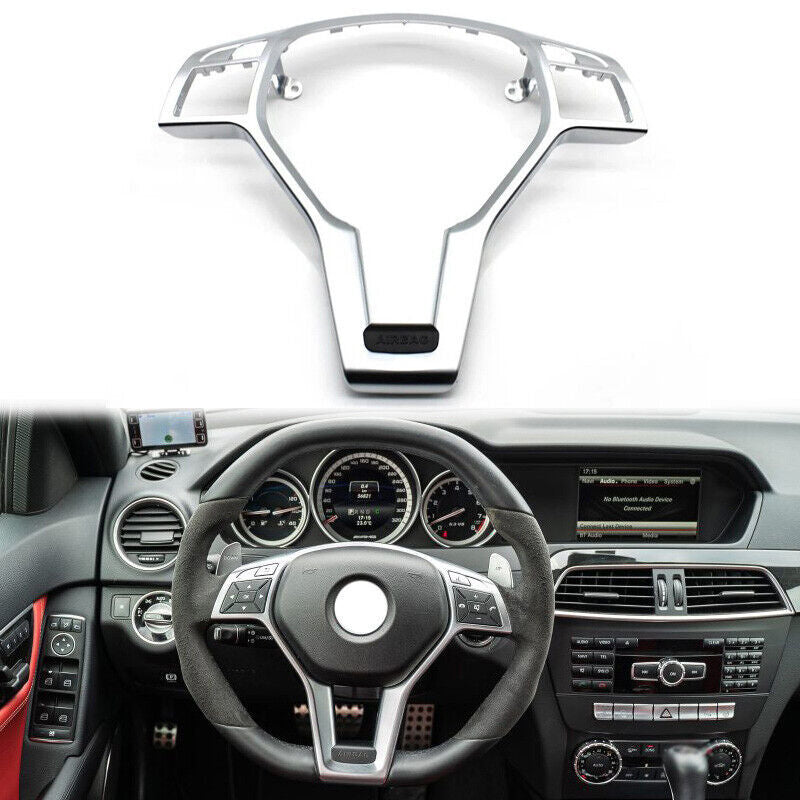 F¨¹r for Mercedes-Benz W204 W217 12-14 Lenkrad Rahmen Abdeckung Blend Chromsilber