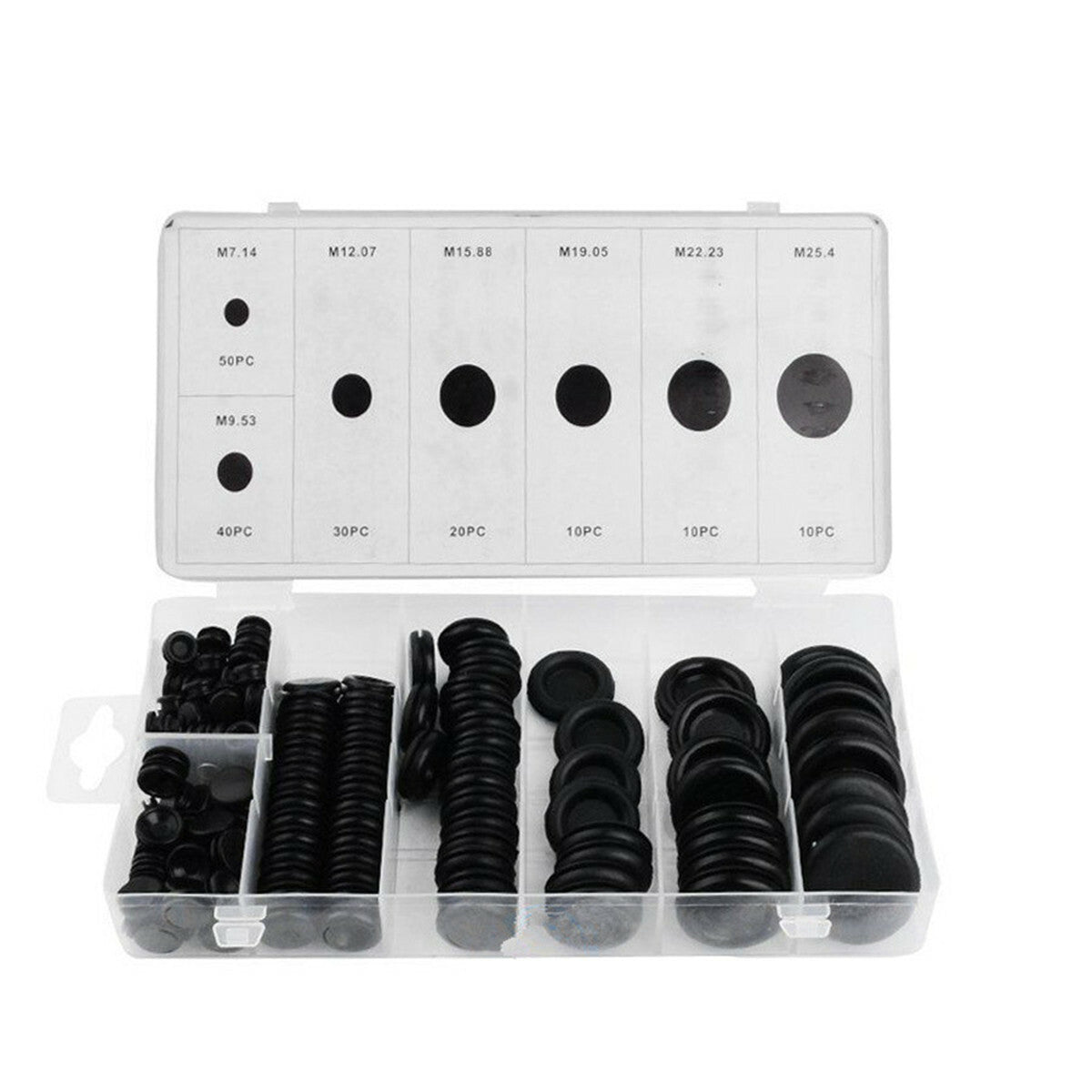 170pc Black Rubber Grommet Firewall Wire Gasket Solid Hole Plug Assortment Set