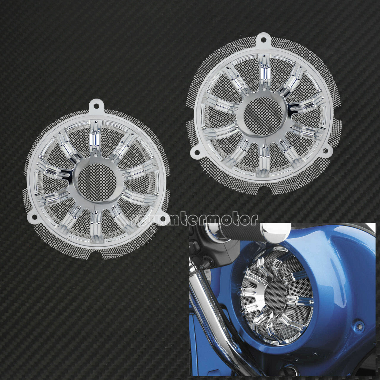 Chrome Front Speaker Grill Masks Cover Fit for Harley Touring Glide 2014-2023 Q