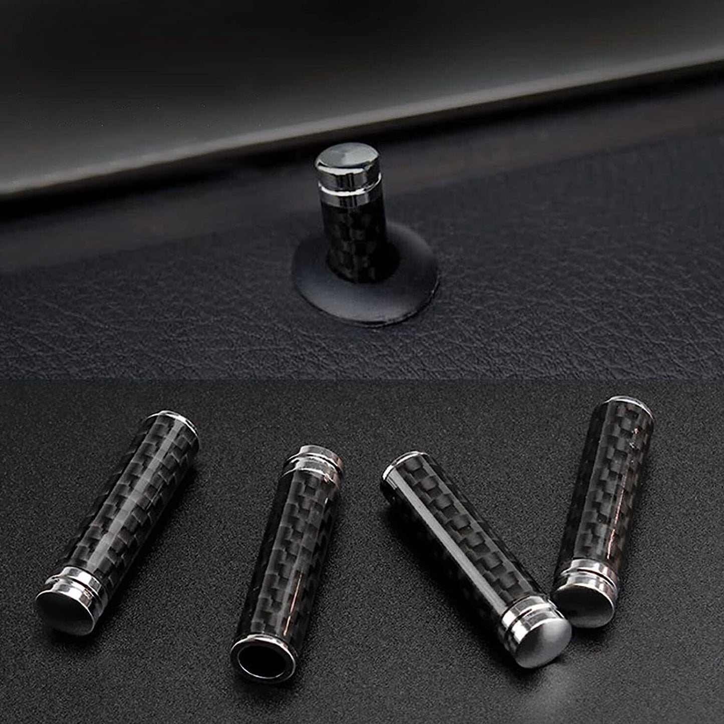 4PCS Car Door Lock Knobs Set Carbon Fiber AutoTruck Door Lock Pull Pin Cover Kit