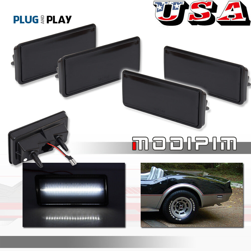 4-Pack White LED Side Marker Light Kit for 1974 - 1979 for Corvette C3- v