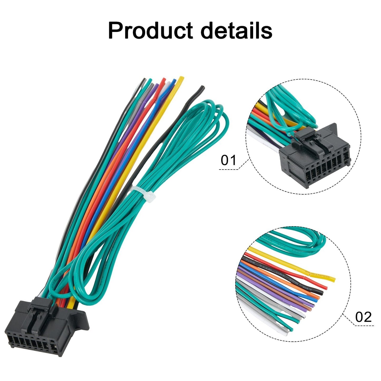 Easy-to-install wire harness suitable for Pioneer DEH P4600MP, DEH P3600, etc.