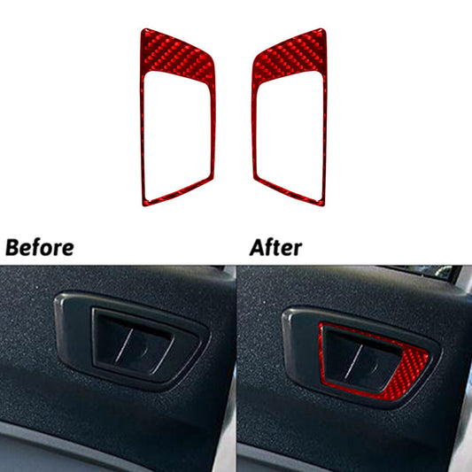 Red Carbon Fiber Rear Door Handle Sticker Cover Trim for Ford Fiesta 2011-2015