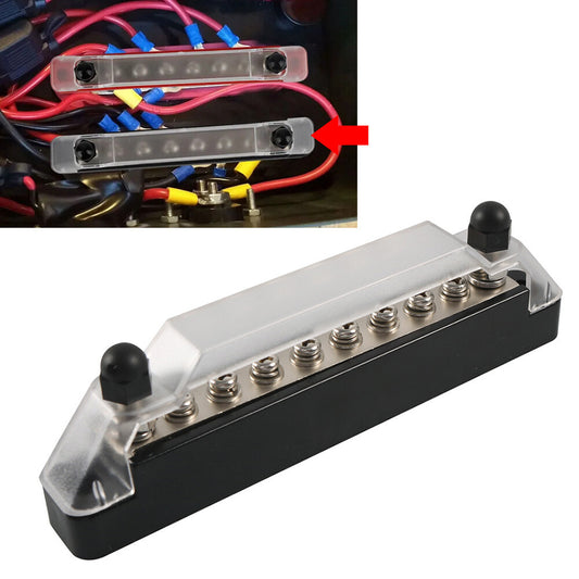8 Terminals Power Distribution Block With Cover Fit For Car Marine RV Boat