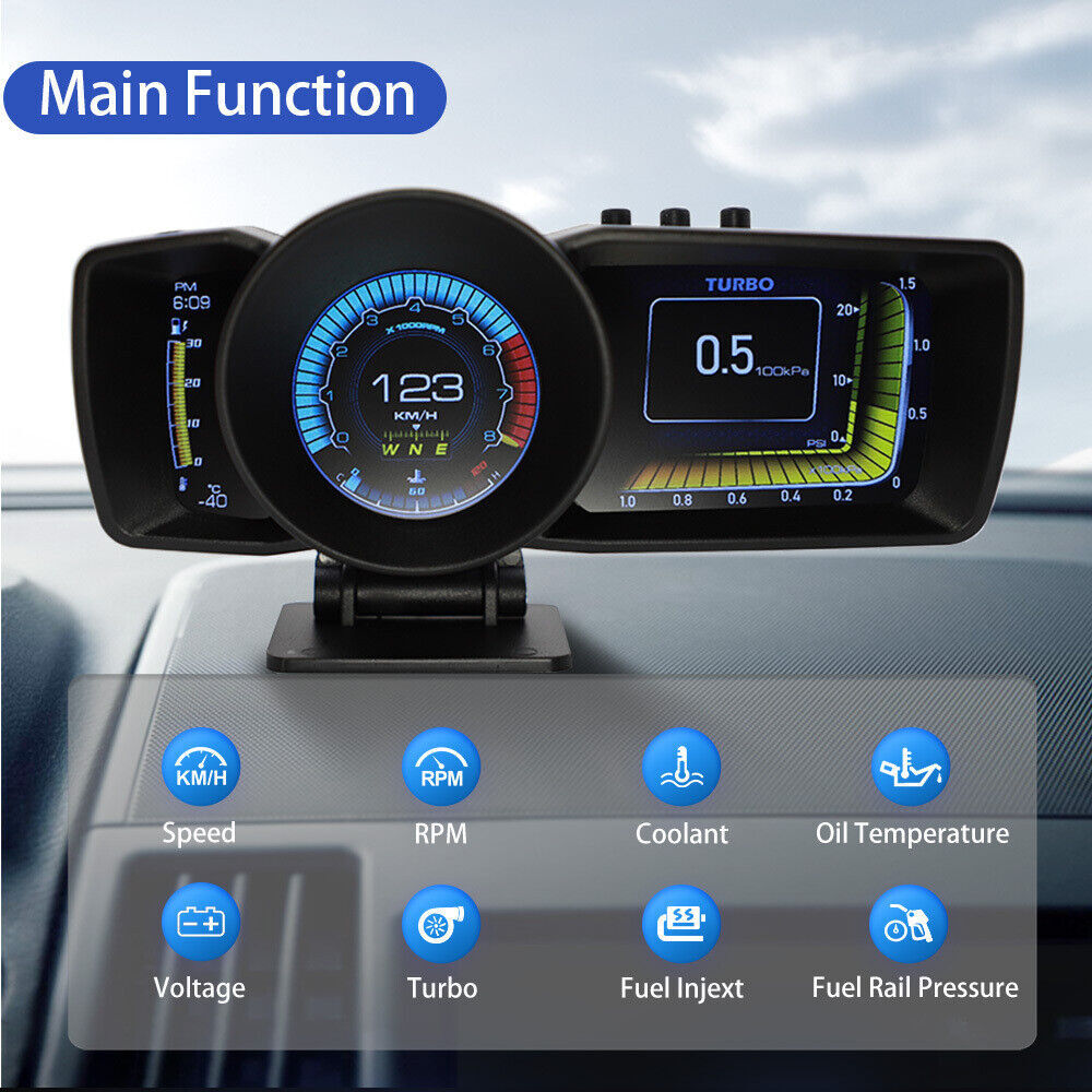 Universal Digital Speedometer OBD2+GPS Car HUD Head Up Display LCD Screen RPM
