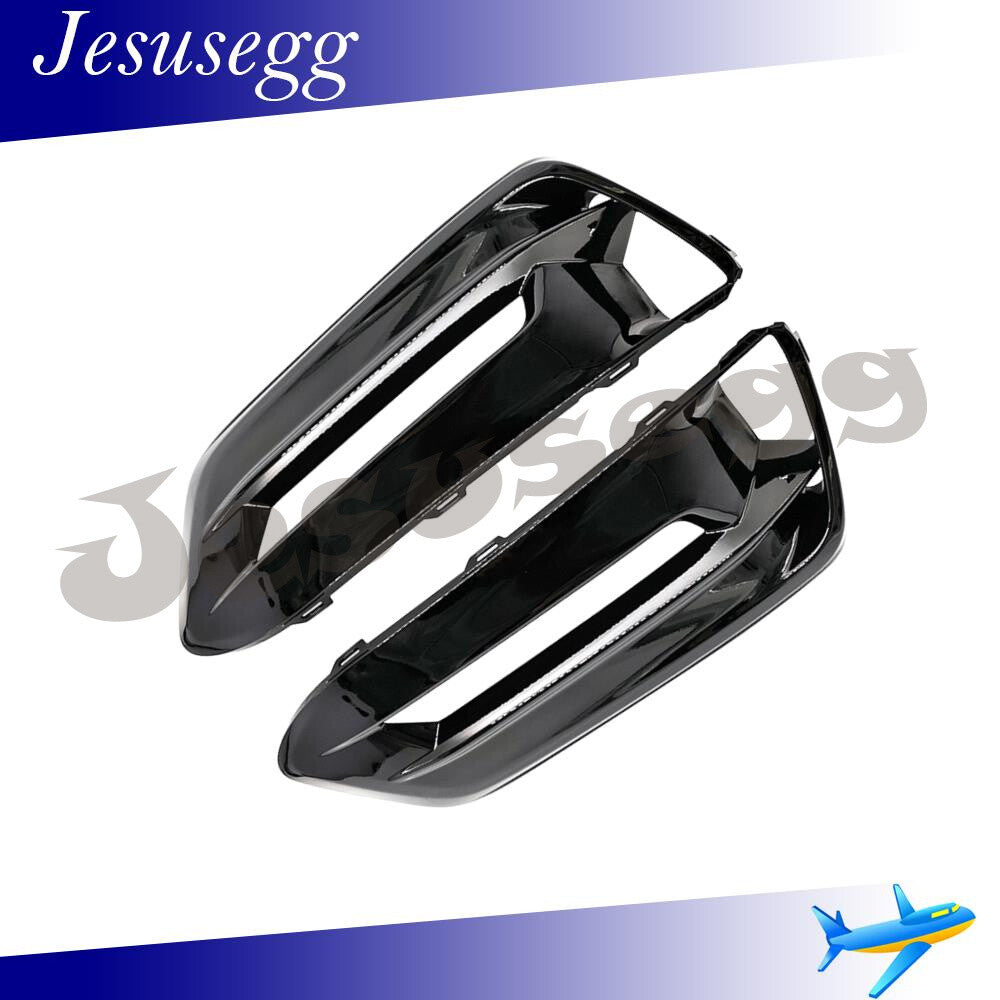Right+Left for Honda for Accord 18-20 Bright black Bumper Bezels Fog Light Cover Q