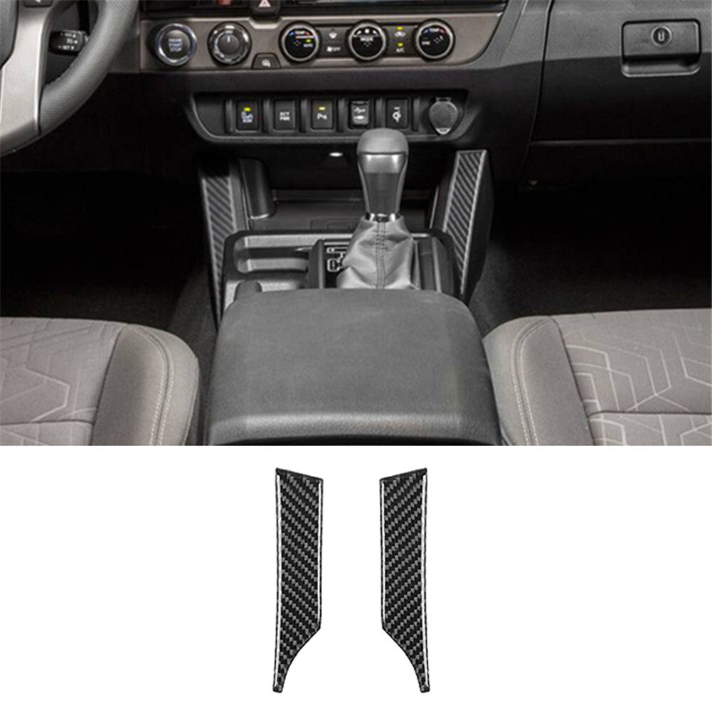 2Pcs Carbon Fiber Side Central Console Cover Trim for Toyota Tacoma 2016-2021