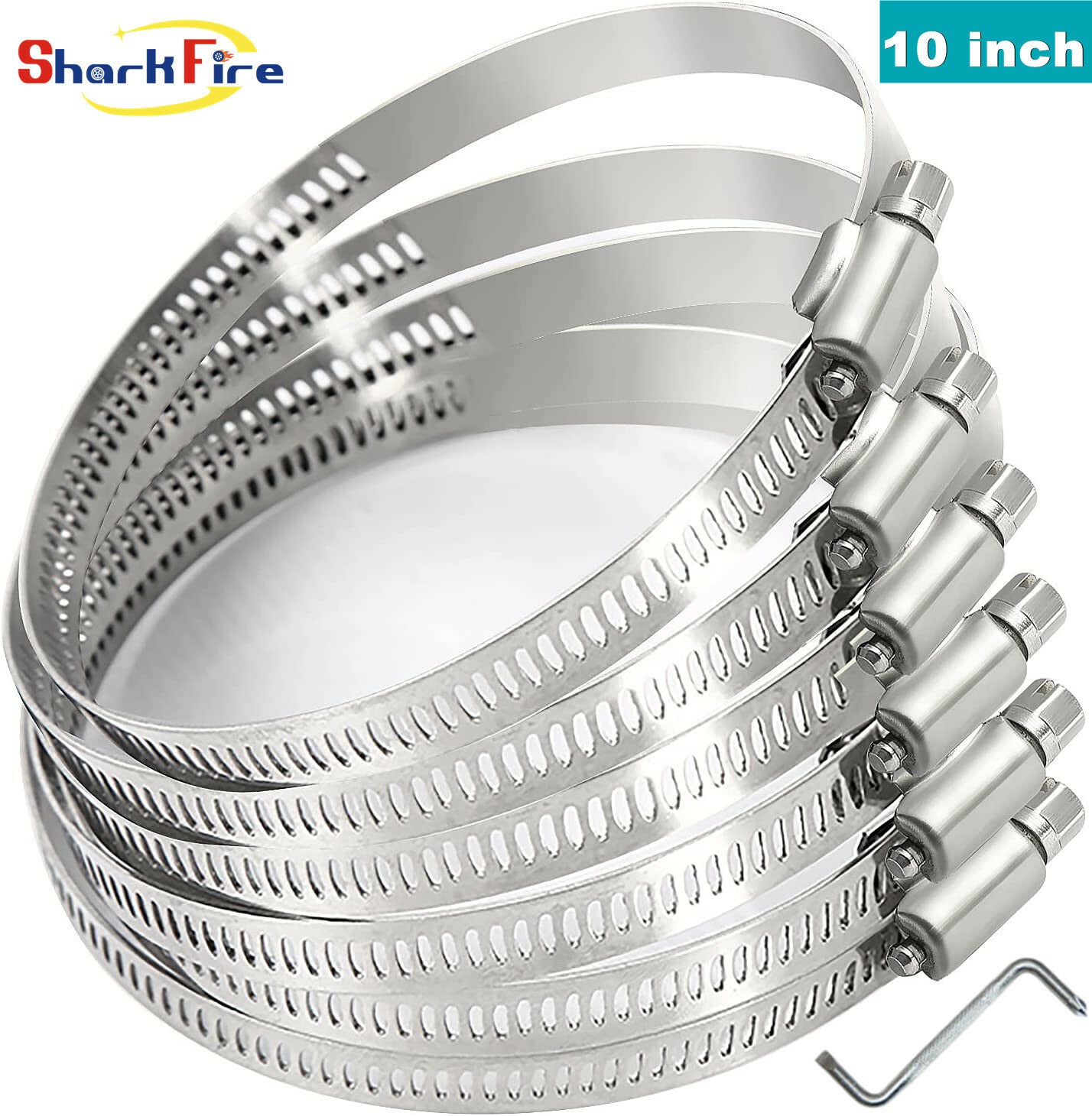 10-inch metal hose clamp, adjustable stainless steel hose clamp, flexible hose
