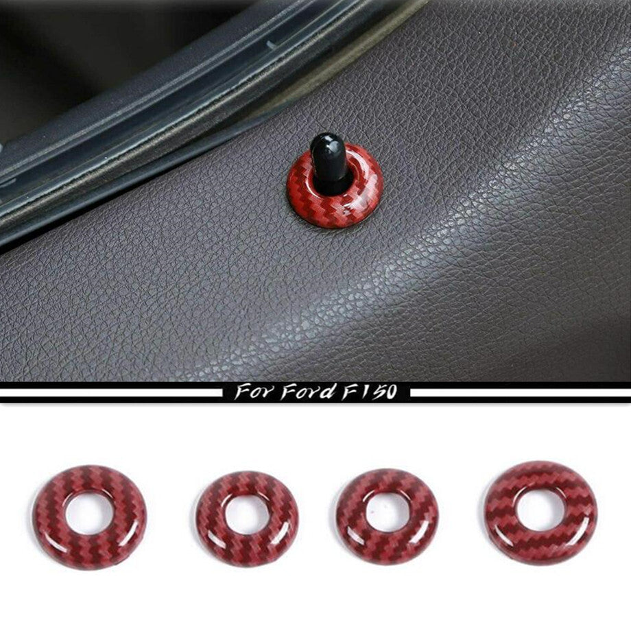 Suitable for 15-20 for Ford F150 F-150 Red Carbon Fiber Door Lift Bolt Locking Pin Ring Cover Trim