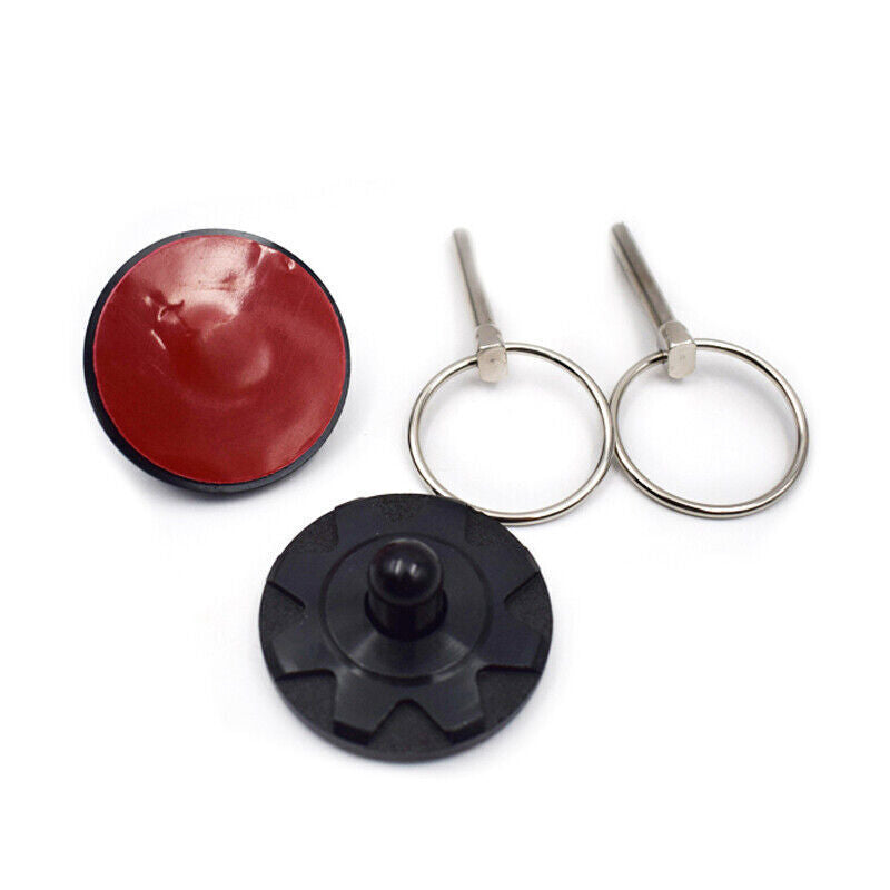 Racing car SUV round Bonnet aluminum alloy cable cover pin lock kit black - n
