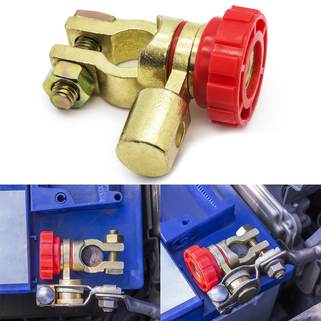 Universal Car Battery Disconnect Switch Isolator Cut Off Switch 17mm (Red) v