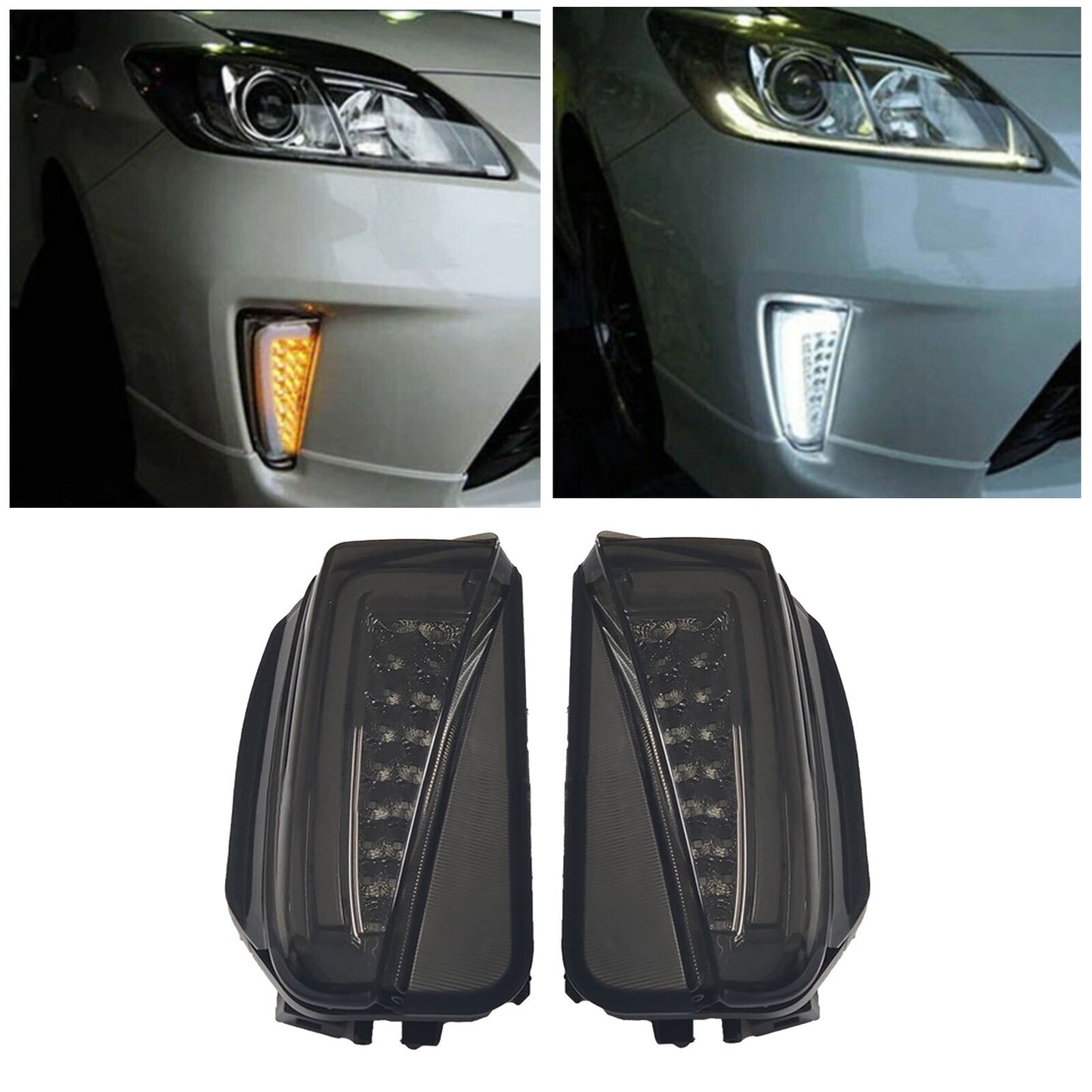 Suitable for 2012-2015 for Toyota Prius LED switch fog turn signal lights (DRL lights) with smoke effect.