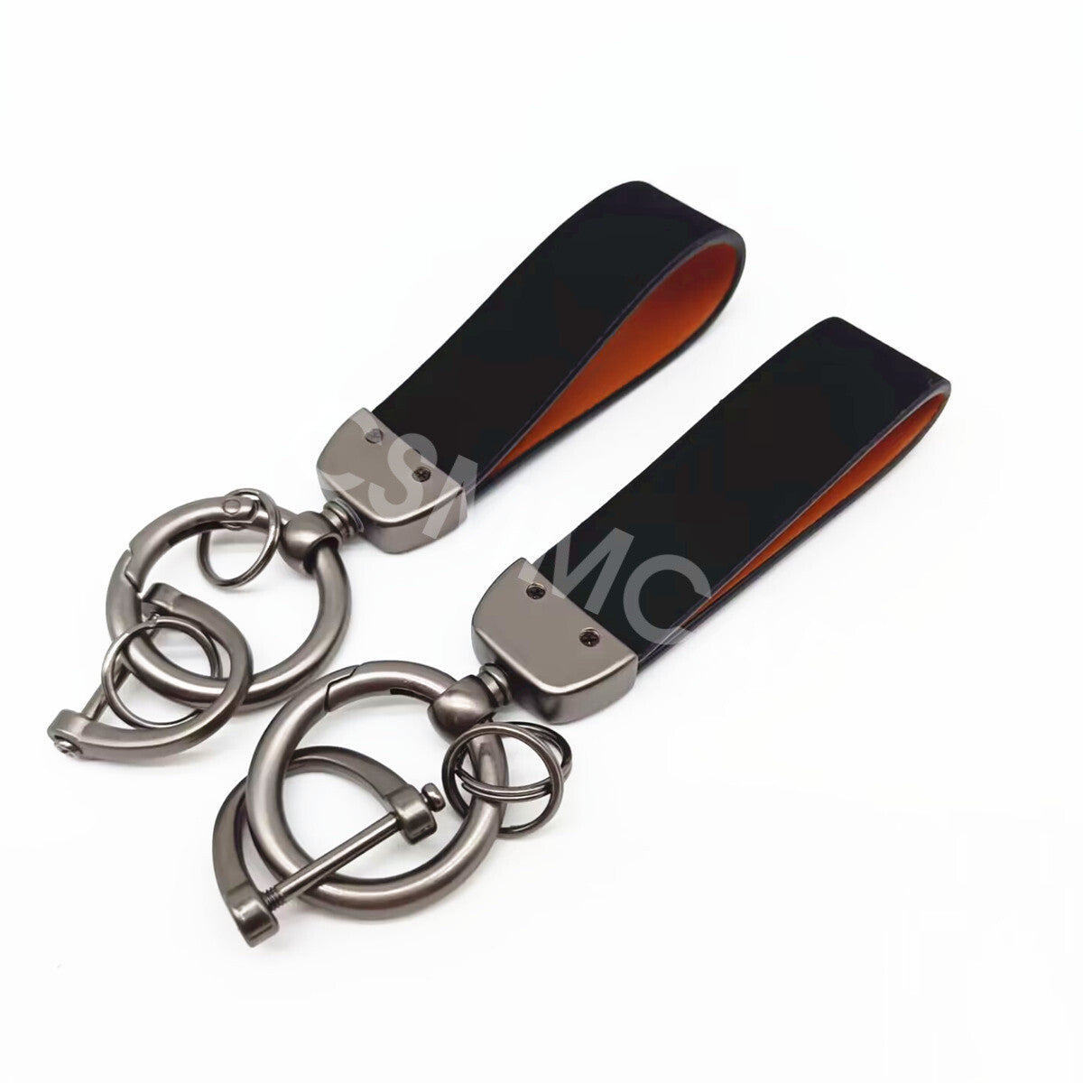 2Pcs Car Key Chain Keychain Key Fob Ring Metal Leather Car Trim Accessories