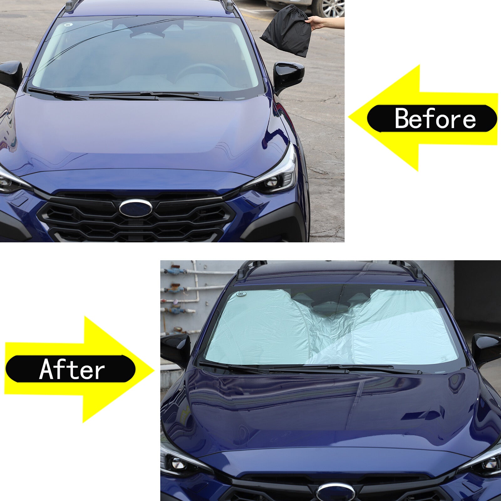 Front window sunshade windshield protector for Subaru Crosstrek 2023 and 2024 sun visors. n