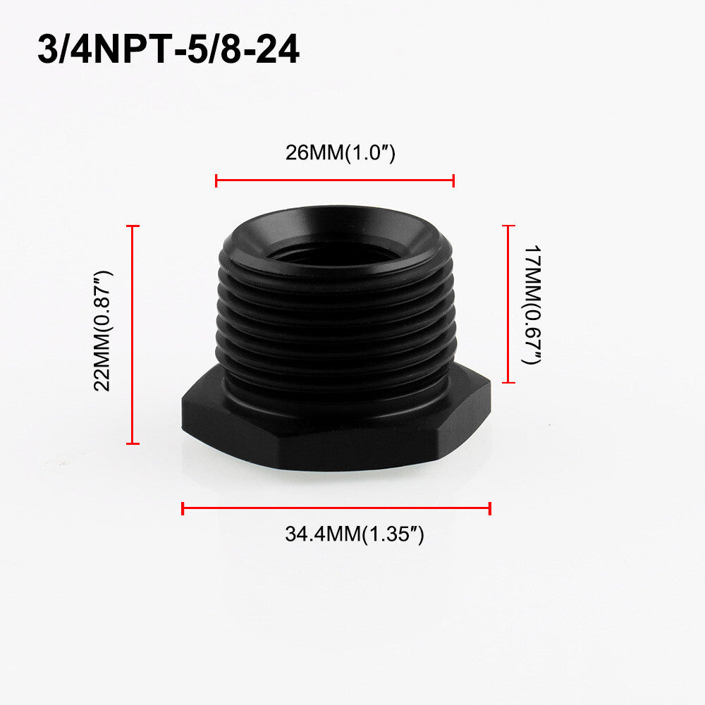 1pc Aluminum 5/8x24 to 3/4 NPT Automotive Threaded Oil Filter Adapter Black NEW