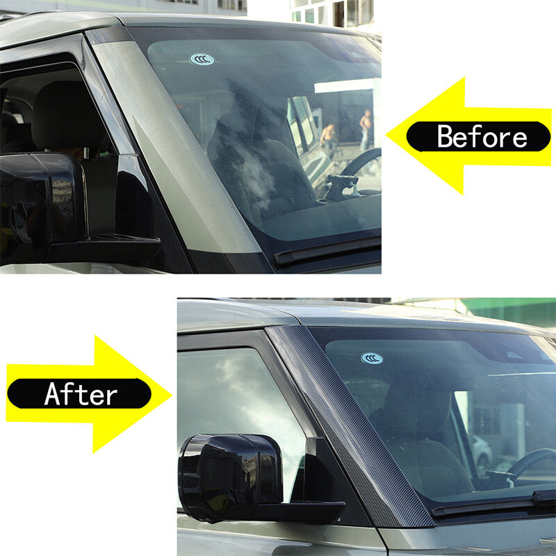 Carbon ABS trim for front windshield side pillar covers of for Land Rover for Defender 20-22