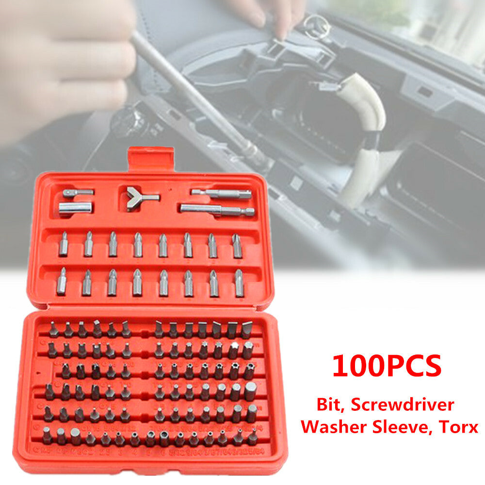100-piece multi-screwdriver and drill bit set, hand tool box, drilling machine cover, safety - n