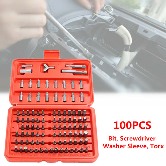 100-piece multi-screwdriver and drill bit set, hand tool box, drilling machine cover, safety - n